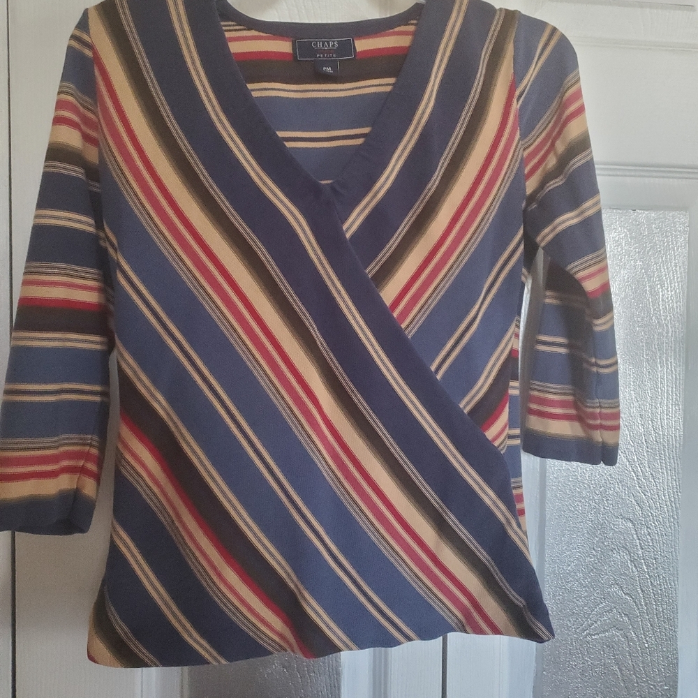 Chaps Striped Top Size PM - Picture 5 of 6